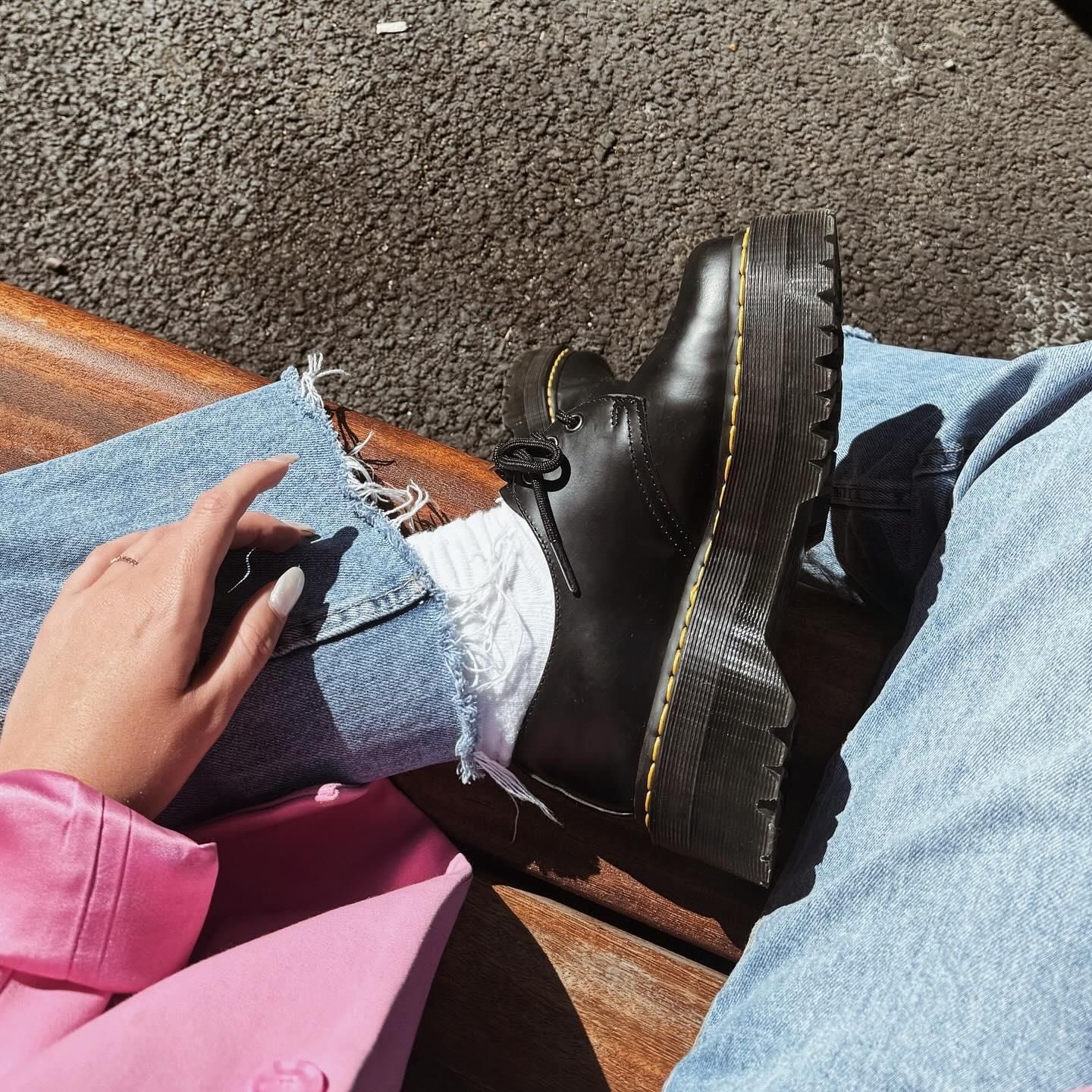 1461 Quad Smooth Leather Platform Shoes in Black | Dr. Martens™